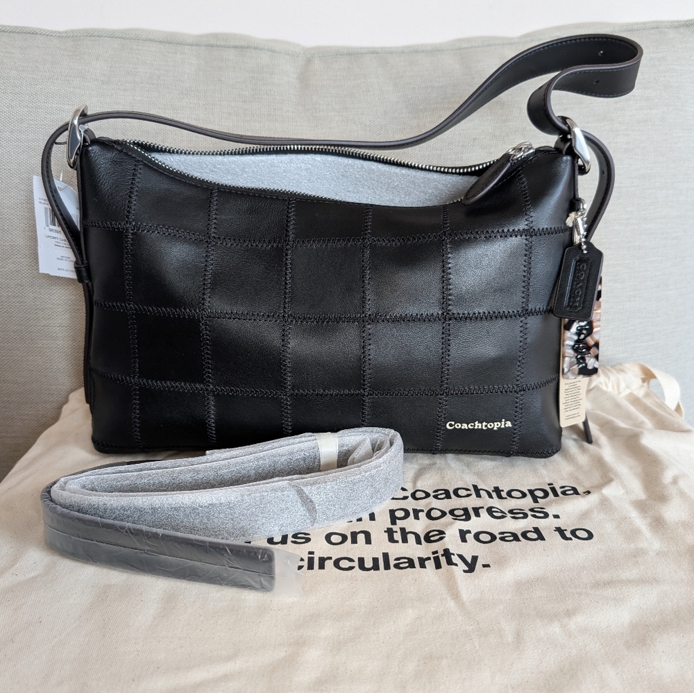 NWT Coachtopia Alter/Ego Shoulder Bag In Checkerboard Upcrafted Leather Black